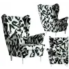  Skandináv Stílusú Karosszék, Fekete-Fehér Mintás, Design Family Meble
