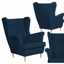  Skandináv Szárnyas Karosszék, Velúr, Hunter Family Furniture, Sötétkék bútor
