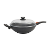SKK Titán wok 32/11 hőálló fedéllel, indukciós SKK sorozat 7 levehető fogantyúval