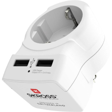 Skross hálózati csatlakozó átalakító-UK, beépített USB töltővel (1.500280) (SKR1.500280) kábel és adapter