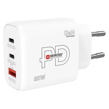Skross Hálózati töltő, 1xUSB-A, 2xUSB-C, PD, 65W, GaN, SKROSS kábel és adapter