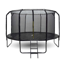 Skyflyer fekete, 366 cm-es kerti trambulin hálóval és profilozott oszlopokkal trambulin szett