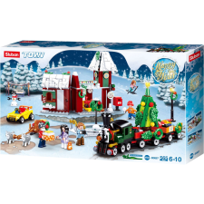 Sluban építőkészlet Town M38-B0887 Karácsonyi falu vonattal 565 db (LEGO kompatibilis) barkácsolás, építés
