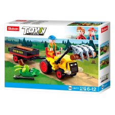 Sluban Town - Farm rönkszállító traktor építőjáték készlet barkácsolás, építés
