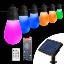 Smart szolár fényfüzér - 30 db RGBIC LED - 13 m - bluetooth kültéri világítás