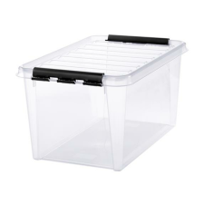 SMARTSTORE Műanyag tárolódoboz, 47 liter, fekete fogantyúkkal, SMARTSTORE "Classic 45", átlátszó bútor