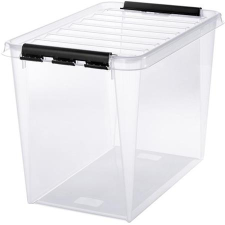 SMARTSTORE Műanyag tárolódoboz, 61 liter, fekete fogantyúkkal, SMARTSTORE  Classic 65 , átlátszó bútor