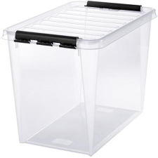 SMARTSTORE Műanyag tárolódoboz, 61 liter, fekete fogantyúkkal, SMARTSTORE Classic 65 , átlátszó bútor