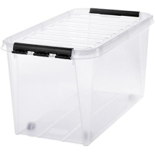 SMARTSTORE Műanyag tárolódoboz, 70 liter, fekete fogantyúkkal, SMARTSTORE Classic 70 , átlátszó bútor