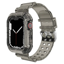 Smartwatcherz Átlátszó Szilikon Apple Watch Szíj és Tok - Fekete, 49mm okosóra kellék