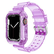 Smartwatcherz Átlátszó Szilikon Apple Watch Szíj és Tok - Lila, 49mm okosóra kellék