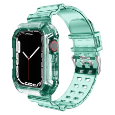 Smartwatcherz Átlátszó Szilikon Apple Watch Szíj és Tok - Zöld, 40/41/42mm okosóra kellék