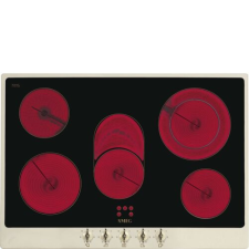 Smeg KERÁMIA FŐZŐLAP, Colonial , 72 cm, 5 főzőzóna, 6 fokozat, bézs főzőlap