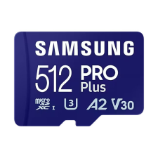 SMG PCC SAMSUNG Memóriakártya, PRO Plus microSDXC kártya 512GB, CLASS 10, UHS-I, U3, V30, A2, + Adapter, R180/W130 memóriakártya