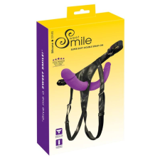 SMILE - felcsatolható dupla dildó alsóval (lila-fekete) felcsatolható eszközök