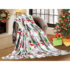 SNOWMAN szürke karácsonyi mikroplüss takaró Méret: 200 x 220 cm lakástextília