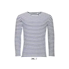  SO01402 SOLS MARINE HOSSZÚ UJJÚ CSÍKOS PÓLÓ, White/Navy - M
