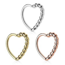 Sodort szárú szív alakú fülpiercing (rosegold színben) testékszer