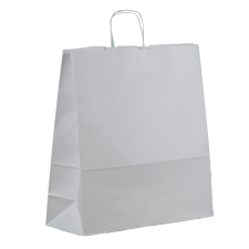 Sodrott füles papírtáska 45x48+17 cm fehér tasak