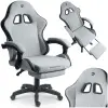 SOFOTEL Gamer szék, Sofotel Lokar, világosszürke, 36-46 cm ülésmagasság, gumírozott kerekek, lábtartós, dönthető, 120 kg teherbírás
