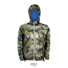 SOL&#039;S kapucnis bélelt széldzseki SO01171, Camo/Royal blue-XS férfi kabát, dzseki