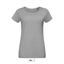 SOL&#039;S MARTIN Női testhezálló környakas rövid ujjú póló SO02856, Grey Melange-L női póló