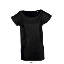 SOL&#039;S MARYLIN rövid ujjú csónak nyakú hosszított Női póló SO11398, Deep Black-XL női póló