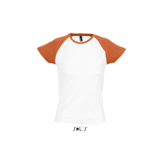 SOL'S MILKY raglános kétszínű Nöi rövid ujjú póló SO11195, White/Orange-XL