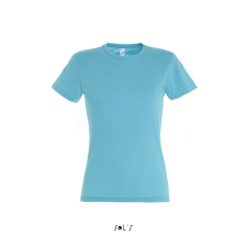 SOL&#039;S MISS Női kereknyakú rövid ujjú pamut póló SO11386, Atoll Blue-M női póló