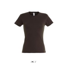 SOL'S MISS Női kereknyakú rövid ujjú pamut póló SO11386, Chocolate-XL