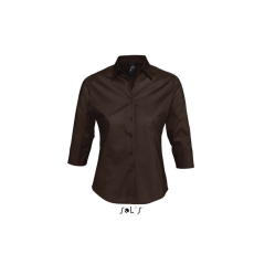 SOL'S Női blúz SOL'S SO17010 Sol'S Effect - 3/4 Sleeve Stretch Women'S Shirt -XS, Dark Brown