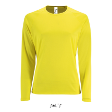 SOL'S Női hosszú ujjú sport póló SO02072, Neon Yellow-2XL