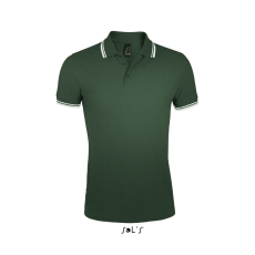 SOL'S PASADENA férfi galléros póló kontrasztos csíkokkal SO00577, Forest Green/White-3XL