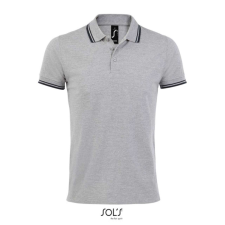 SOL'S PASADENA férfi galléros póló kontrasztos csíkokkal SO00577, Grey/Navy-3XL férfi póló