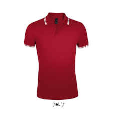 SOL'S PASADENA férfi galléros póló kontrasztos csíkokkal SO00577, Red/White-M férfi póló
