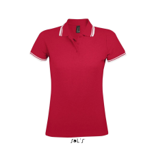 SOL'S PASADENA Női galléros póló kontrasztos csíkokkal SO00578, Red/White-2XL női póló