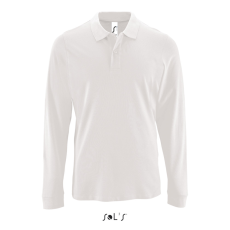 SOL'S PERFECT hosszú ujjú férfi galléros piké póló SO02087, White-S