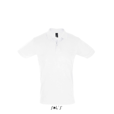 SOL'S PERFECT két gombos férfi rövid ujjú galléros piké pamut póló SO11346, White-3XL