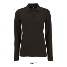 SOL'S PERFECT Női hosszú ujjú galléros piké póló SO02083, Black-2XL