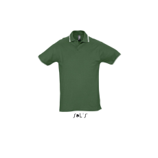 SOL'S PRACTICE rövid ujjú kontrasztcsíkos férfi galléros piké pamut póló SO11365, Golf Green/White-S