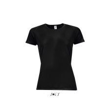SOL'S raglános Női rövid ujjú sport póló SO01159, Black-L női póló