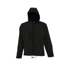 SOL'S REPLAY kapucnis cipzáras férfi softshell dzseki SO46602, Black-3XL női dzseki, kabát