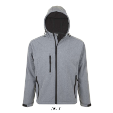 SOL'S REPLAY kapucnis cipzáras férfi softshell dzseki SO46602, Grey Melange-3XL női dzseki, kabát