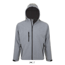 SOL'S REPLAY kapucnis cipzáras férfi softshell dzseki SO46602, Grey Melange-XL