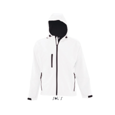 SOL'S REPLAY kapucnis cipzáras férfi softshell dzseki SO46602, White-2XL