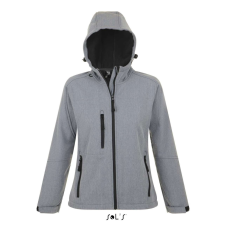 SOL&#039;S REPLAY kapucnis cipzáras Női softshell dzseki SO46802, Grey Melange-2XL női dzseki, kabát