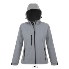 SOL'S REPLAY kapucnis cipzáras Női softshell dzseki SO46802, Grey Melange-XL női dzseki, kabát