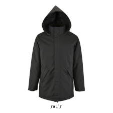 SOL&#039;S ROBYN steppelt bélésű unisex kabát, gallérba rejthető kapucnival SO02109, Black-M férfi kabát, dzseki