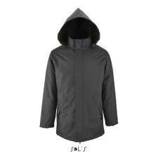 SOL&#039;S ROBYN steppelt bélésű unisex kabát, gallérba rejthető kapucnival SO02109, Charcoal Grey-3XL férfi kabát, dzseki