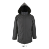 SOL'S ROBYN steppelt bélésű unisex kabát, gallérba rejthető kapucnival SO02109, Charcoal Grey-4XL